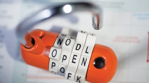 padlock with word "open"